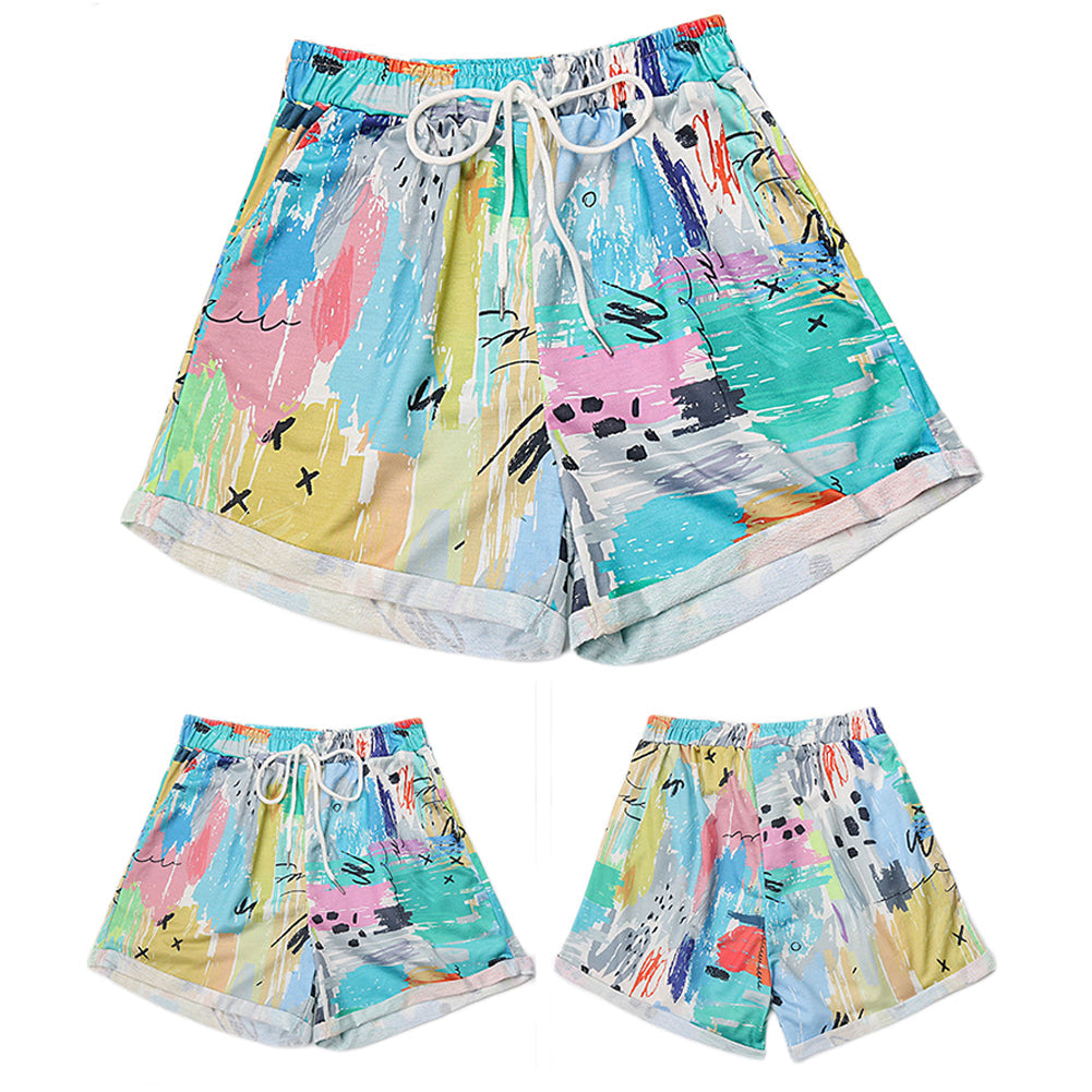 YESFASHION Women Fashion 2023 Summer Casual Vacation Print Shorts