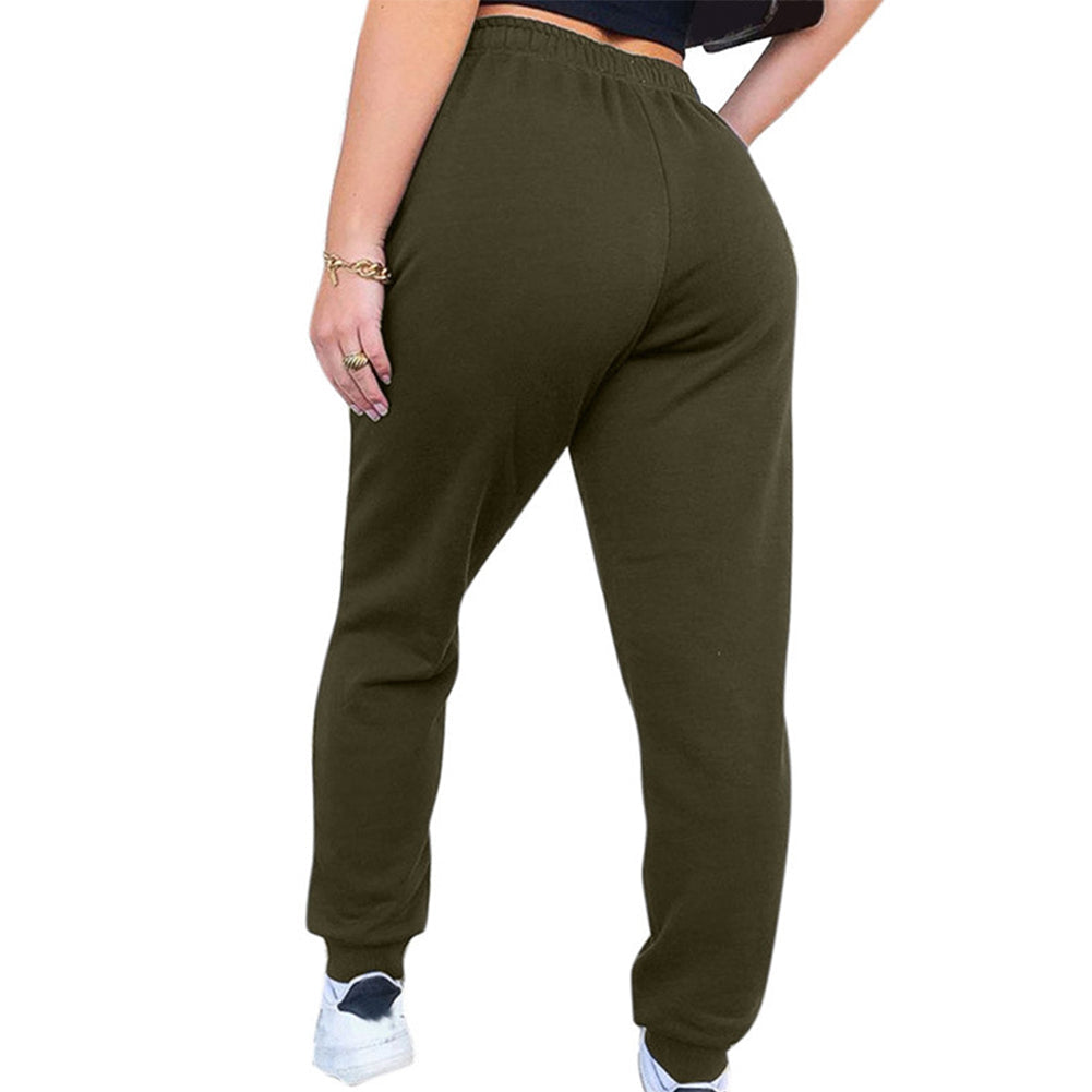 YESFASHION Women Solid Lace-up Track Pants
