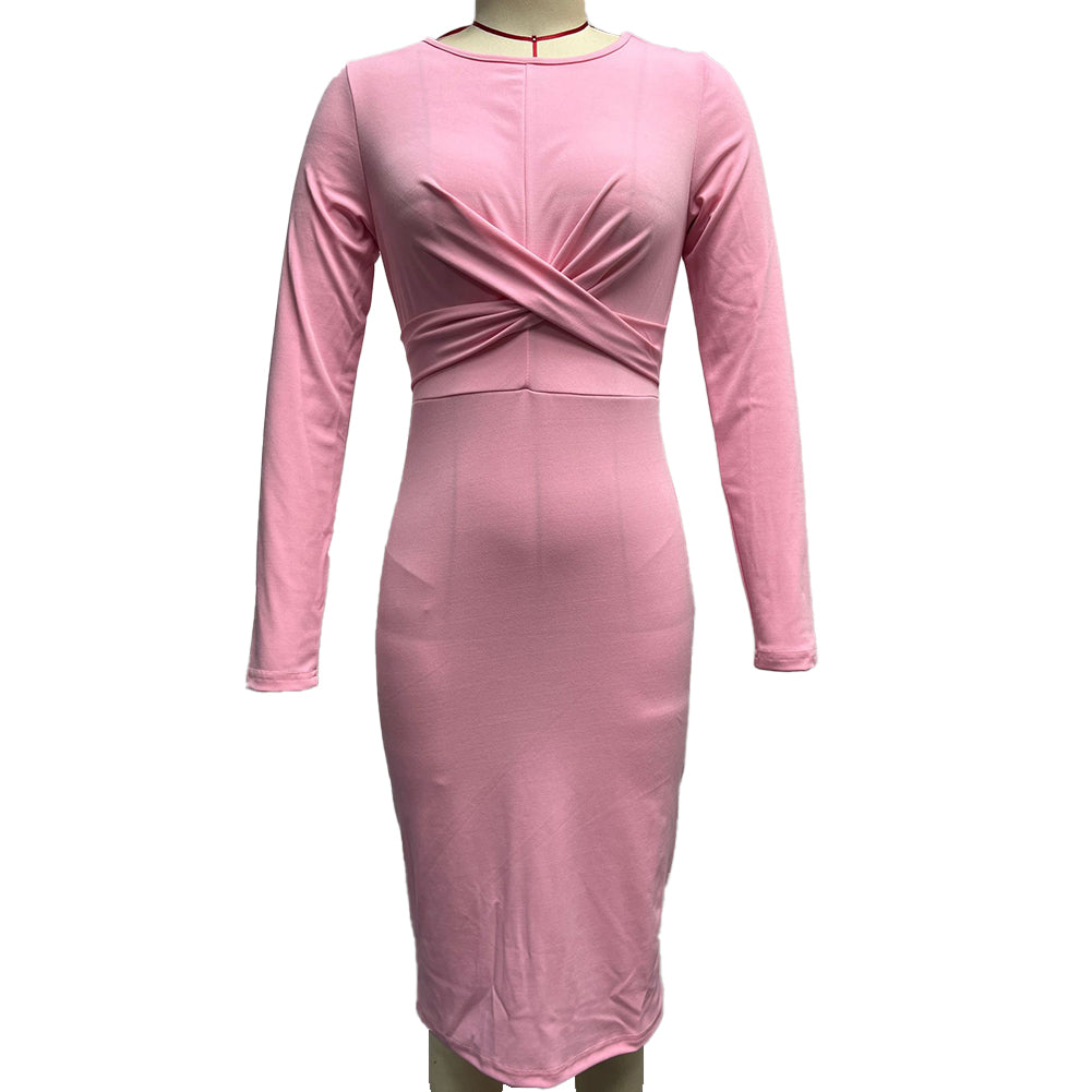 YESFASHION New French Retro Waist Slimming Slim Wrap Hip Dress