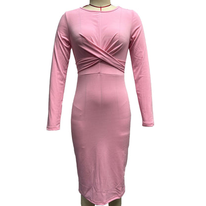 YESFASHION New French Retro Waist Slimming Slim Wrap Hip Dress