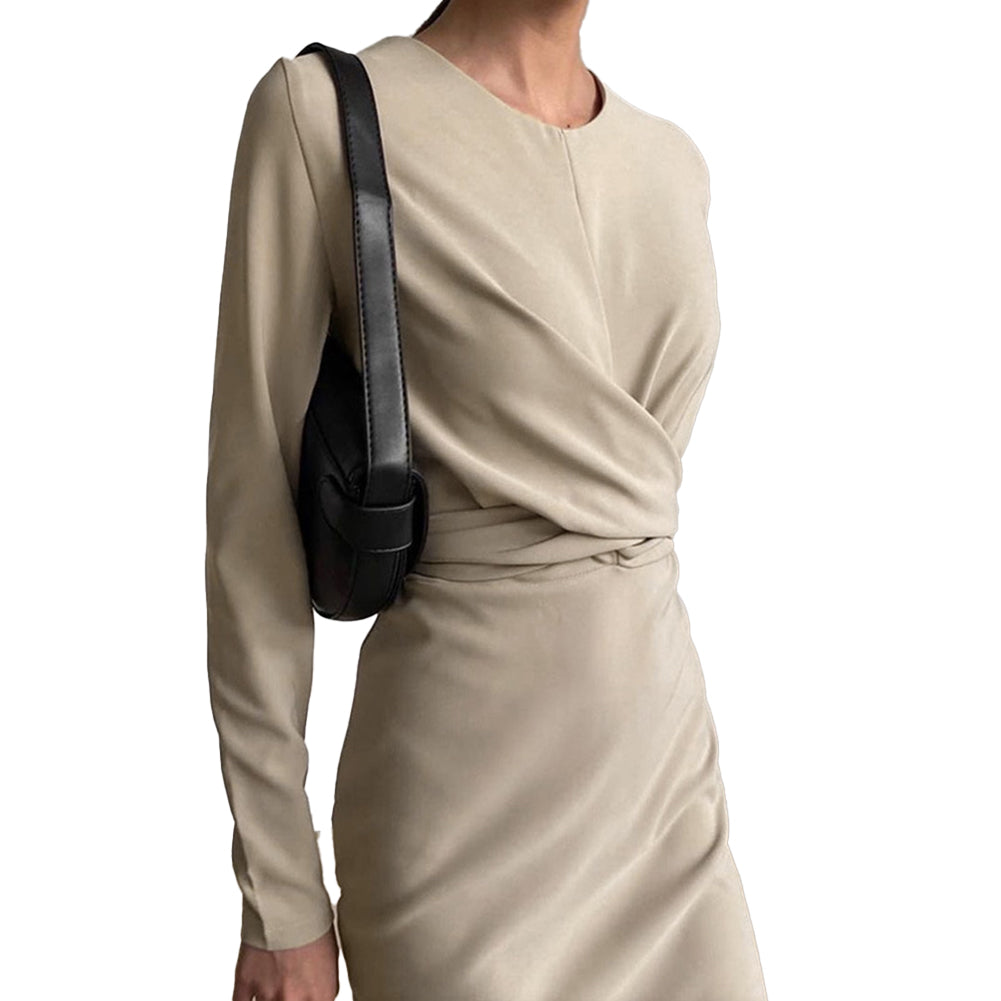 YESFASHION New French Retro Waist Slimming Slim Wrap Hip Dress