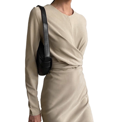 YESFASHION New French Retro Waist Slimming Slim Wrap Hip Dress