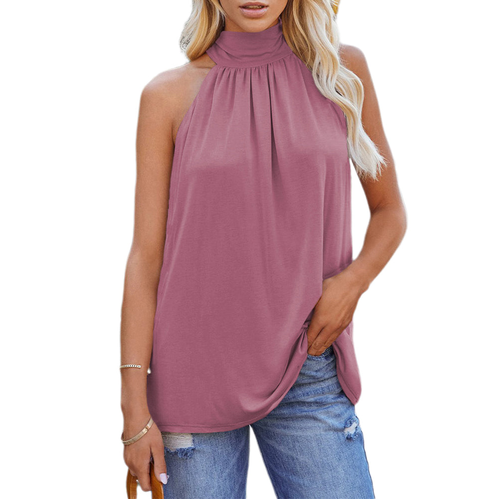 YESFASHION Summer New Solid Color Sleeveless Tops