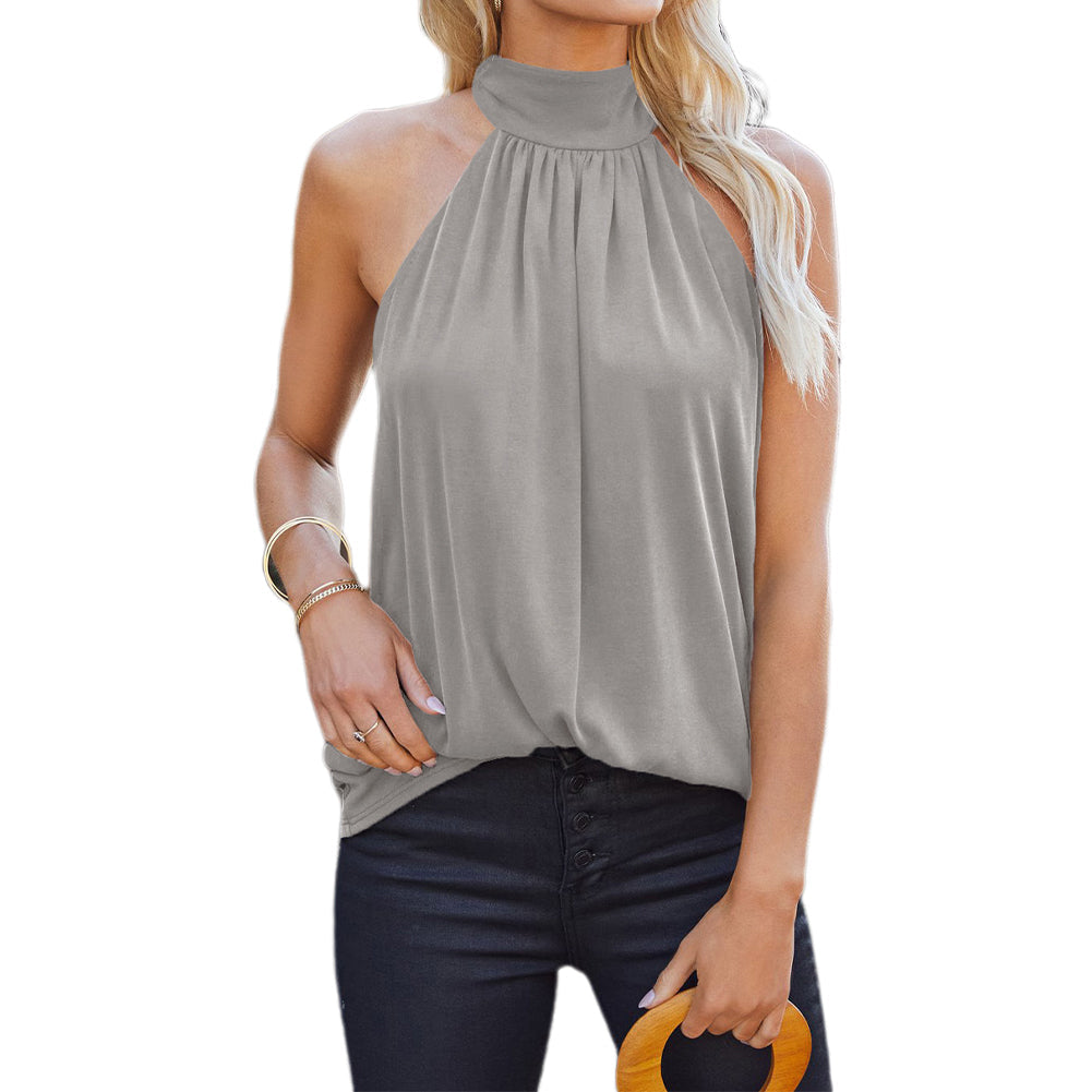 YESFASHION Summer New Solid Color Sleeveless Tops