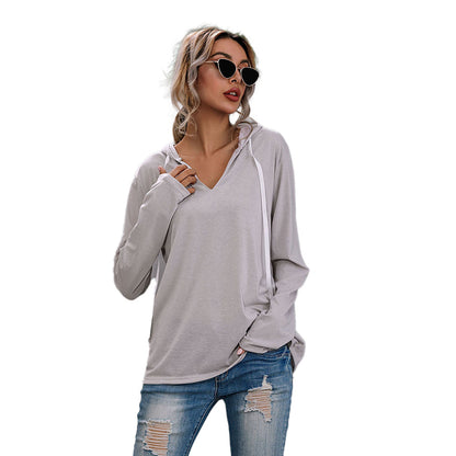 YESFASHION Drawstring V-neck Sweaters Bottoming Shirt