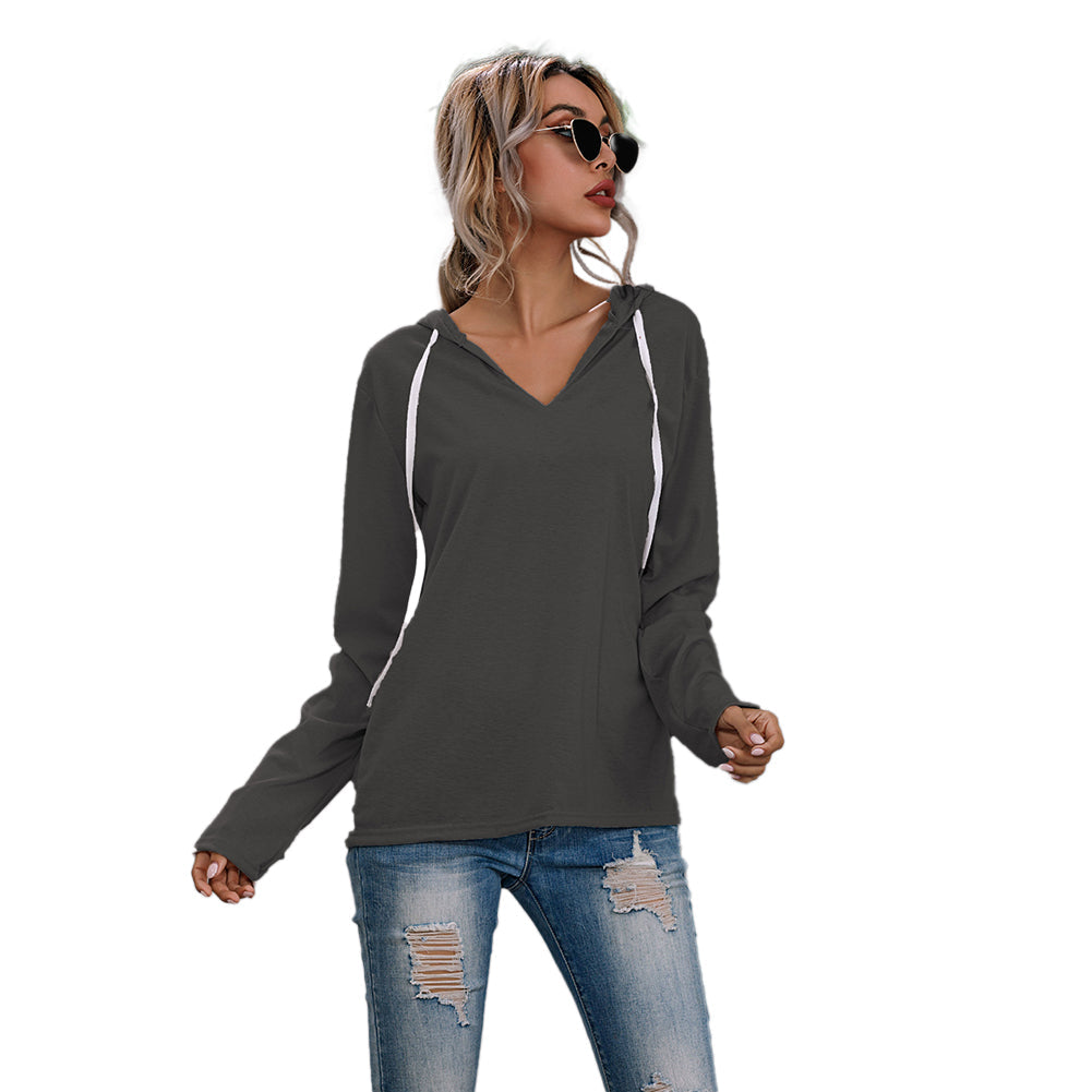 YESFASHION Drawstring V-neck Sweaters Bottoming Shirt