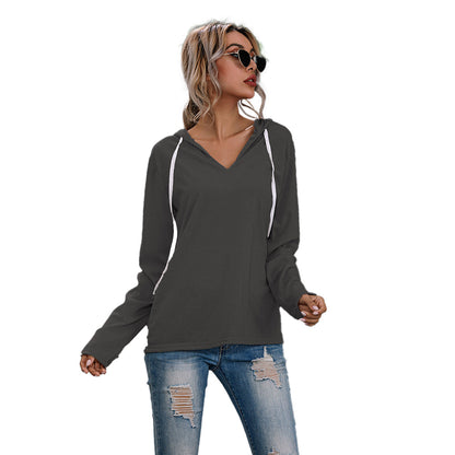 YESFASHION Drawstring V-neck Sweaters Bottoming Shirt