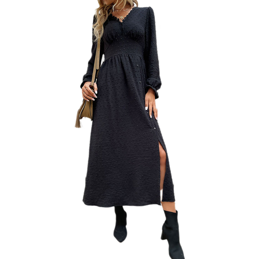 YESFASHION 2023 Spring New Solid Color Long-sleeved Dress