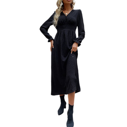 YESFASHION 2023 Spring New Solid Color Long-sleeved Dress