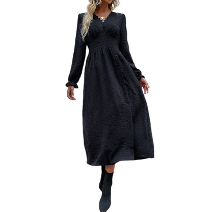 YESFASHION 2023 Spring New Solid Color Long-sleeved Dress
