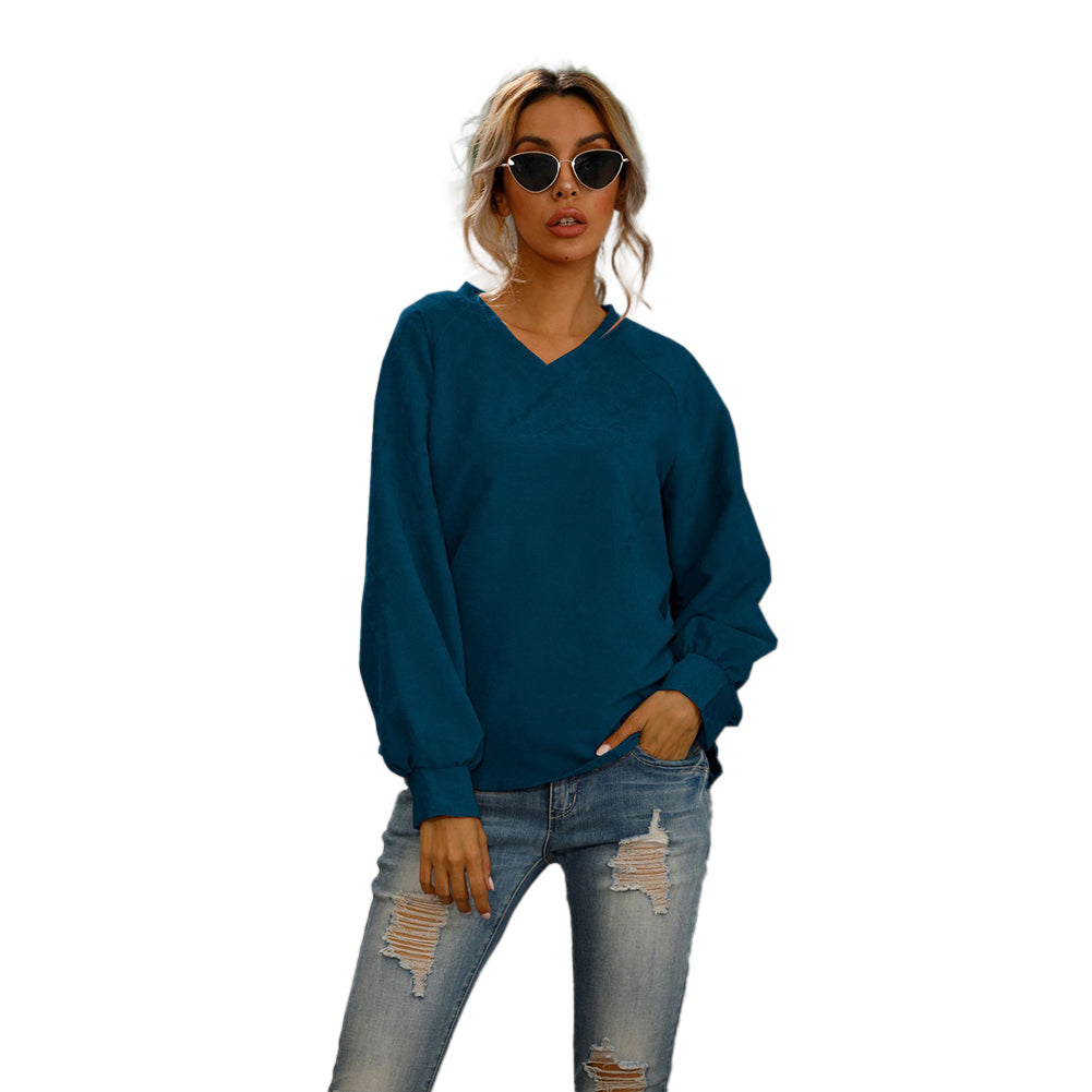 YESFASHION Fiber Spring Summer Tops Corduroy T-shirt