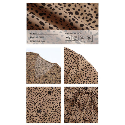 YESFASHION 2023 Spring Women V-neck Single-breasted Waist Dress