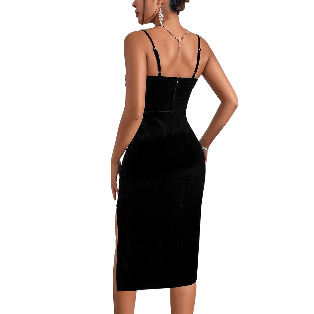 YESFASHION Sexy Fashion Suspenders Diamond Tassel Ladies Party Dress