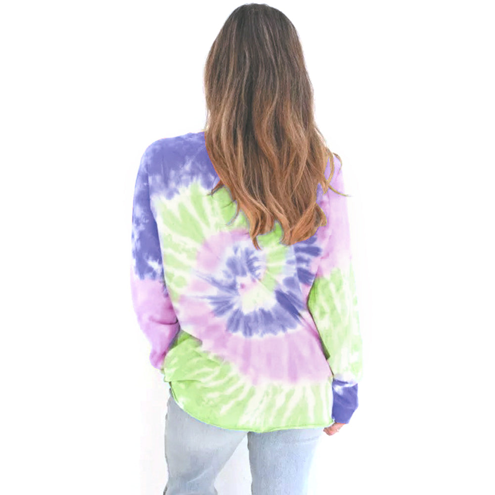 YESFASHION Women Ombre Long Sleeve Tie Dye Loose Tops
