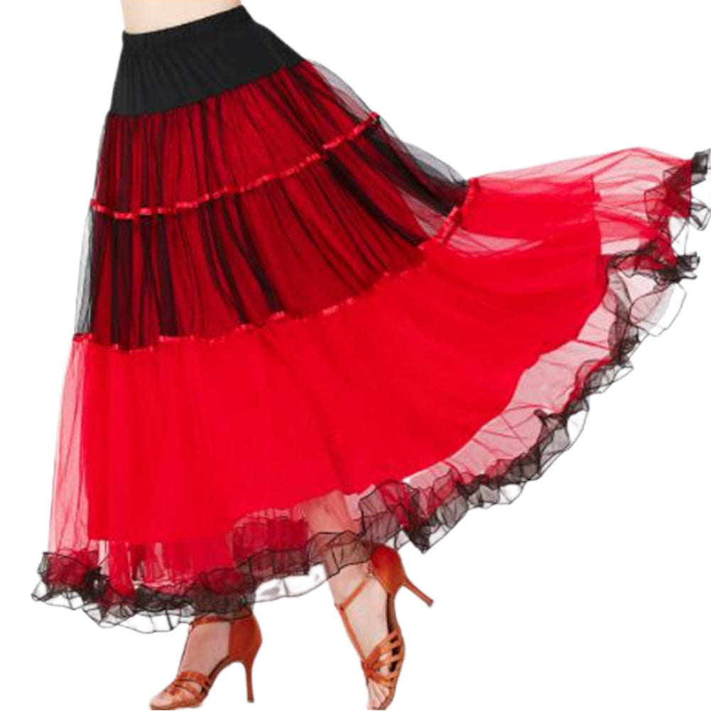 YESFASHION Swing Skirt Ballroom Dance Skirt Performance Dance Skirt