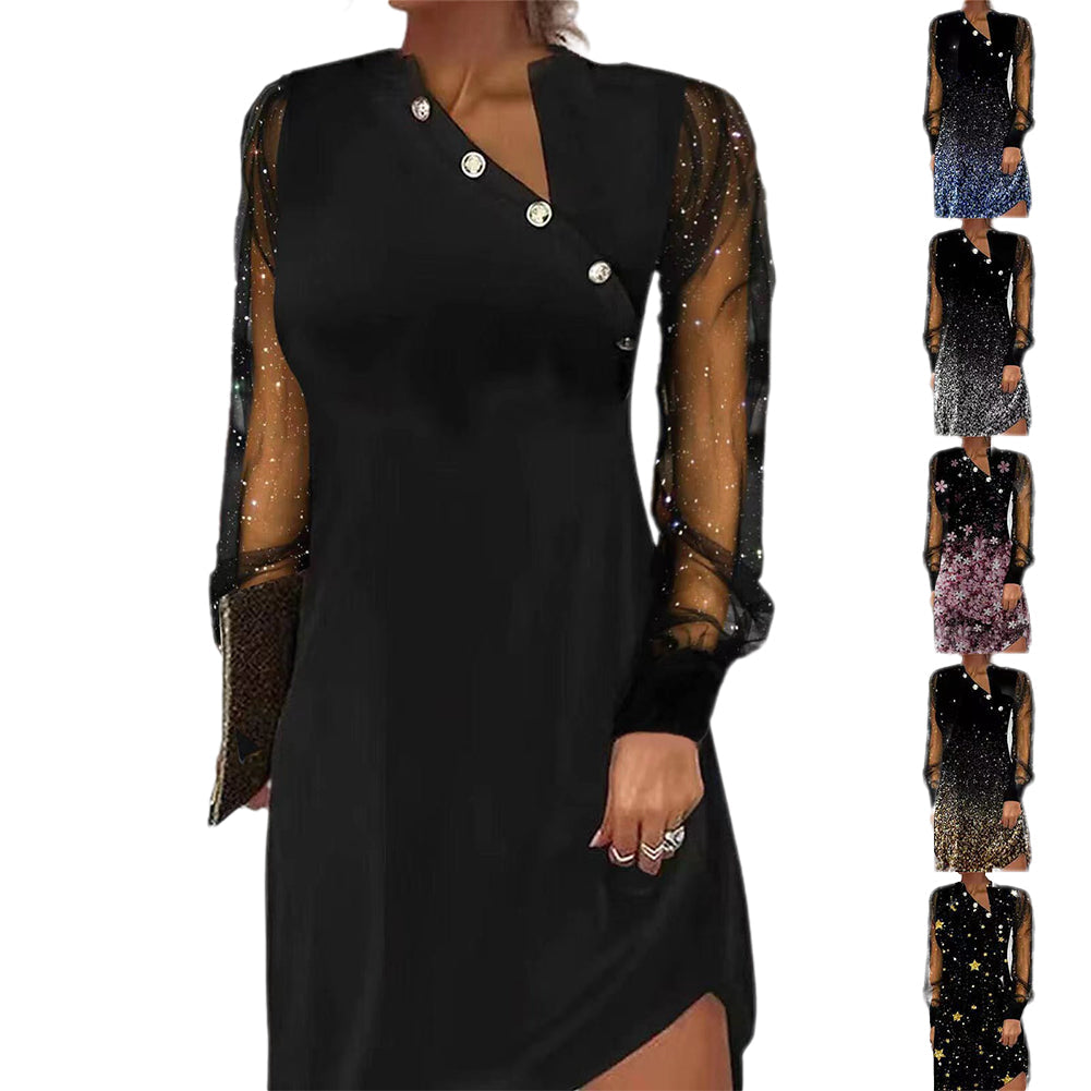 YESFASHION 2023 Spring Cross-border New Button Dress