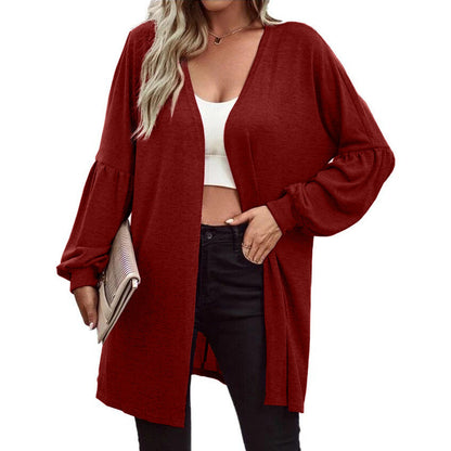 YESFASHION Women Solid Color Coats Cardigan Knitted Jacket