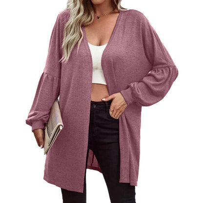 YESFASHION Women Solid Color Coats Cardigan Knitted Jacket