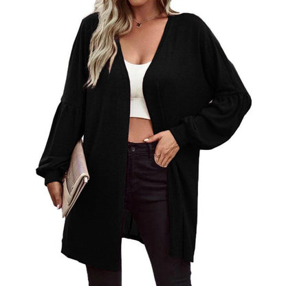YESFASHION Women Solid Color Coats Cardigan Knitted Jacket