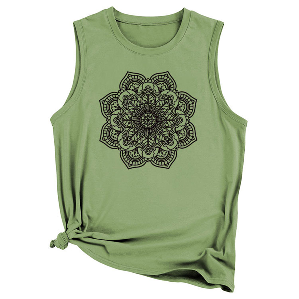 YESFASHION Women Vest Mandala Pattern Sleeveless T-Shirt Tops