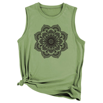 YESFASHION Women Vest Mandala Pattern Sleeveless T-Shirt Tops