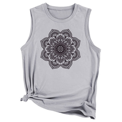YESFASHION Women Vest Mandala Pattern Sleeveless T-Shirt Tops