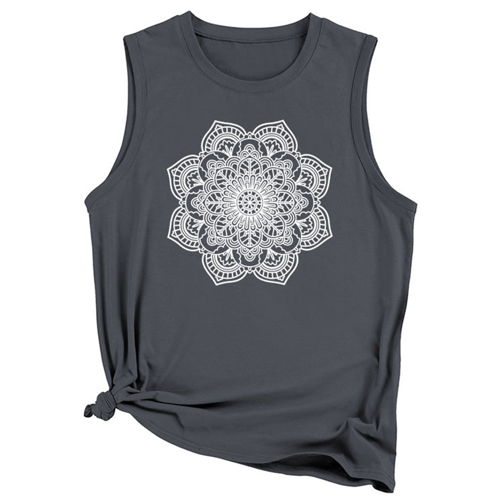 YESFASHION Women Vest Mandala Pattern Sleeveless T-Shirt Tops