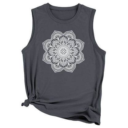 YESFASHION Women Vest Mandala Pattern Sleeveless T-Shirt Tops
