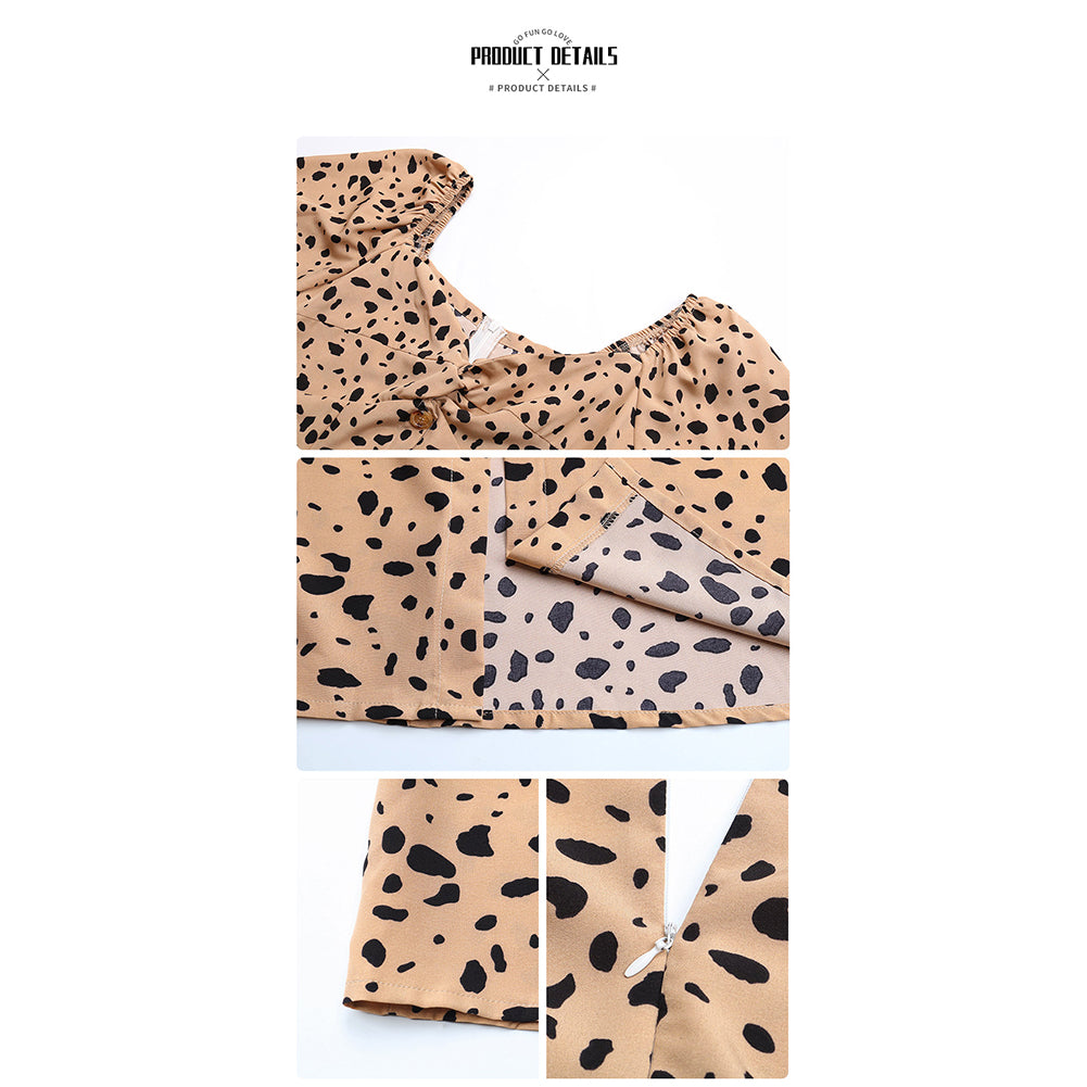 YESFASHION Women Clothing 2023 Spring Leopard Print Dress