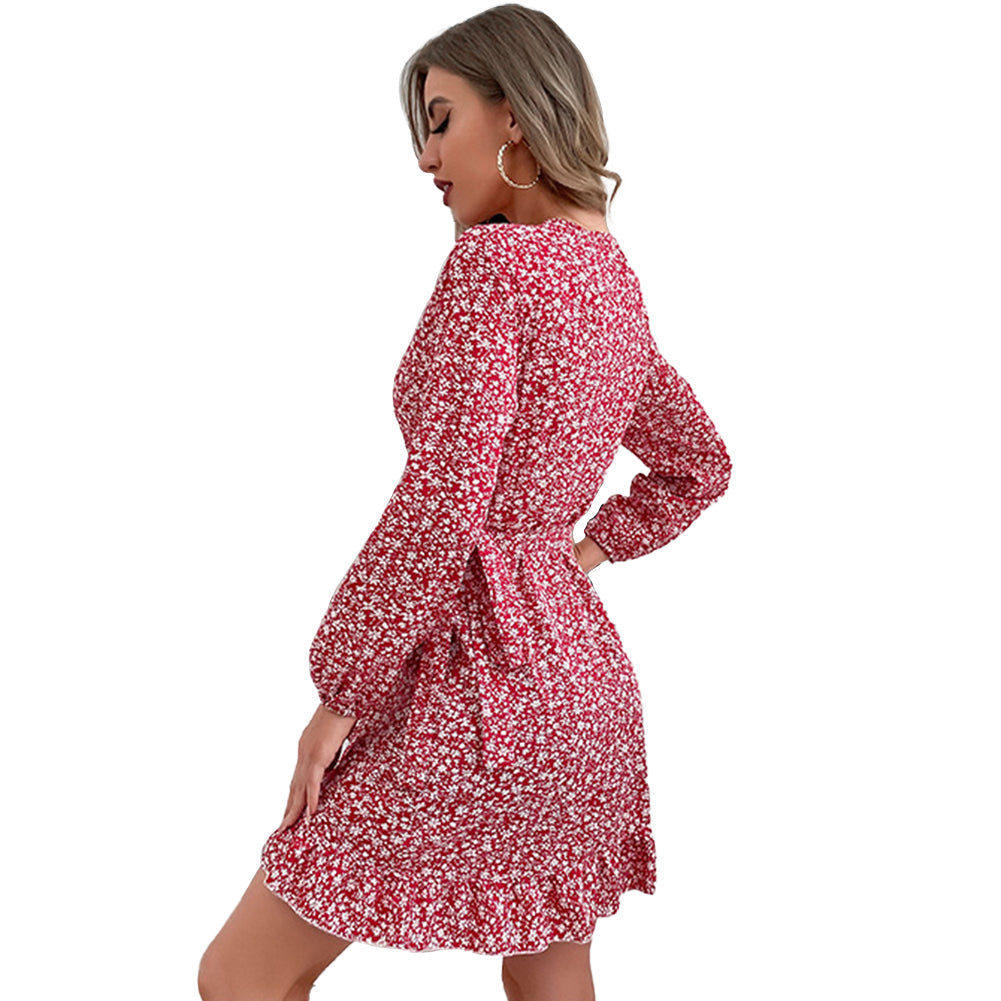 YESFASHION 2023 Spring Women New Long Sleeve Red Dress