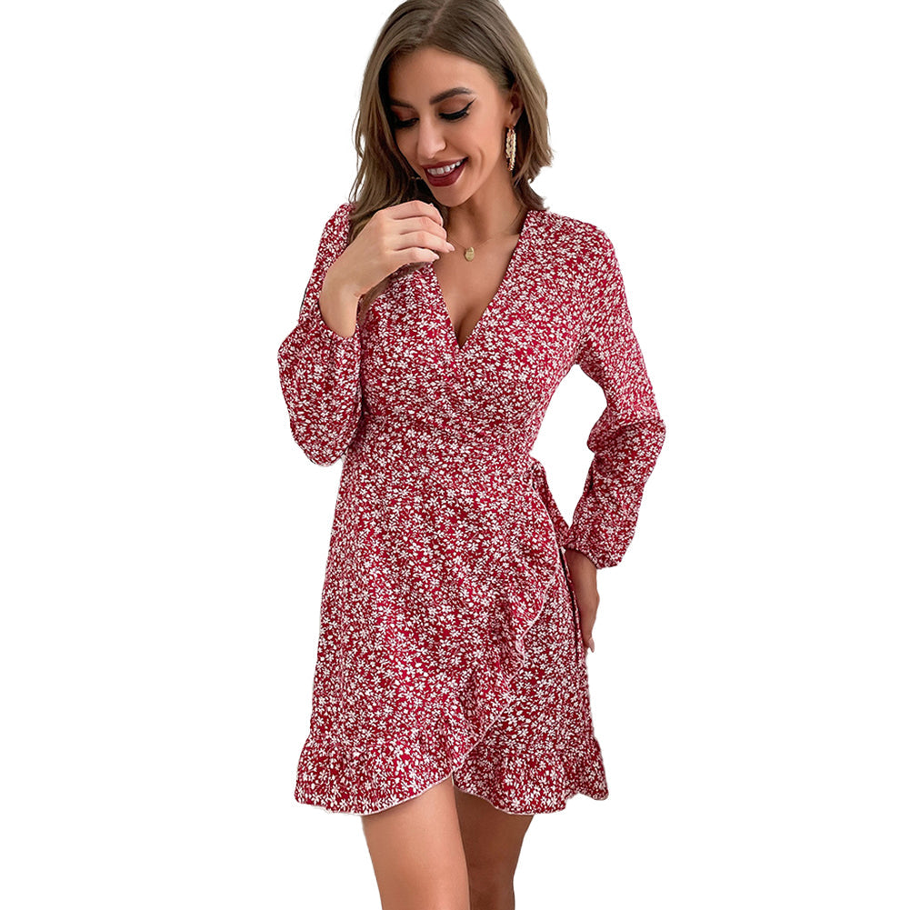 YESFASHION 2023 Spring Women New Long Sleeve Red Dress