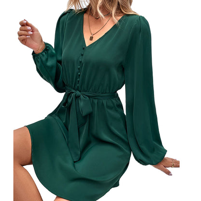 YESFASHION Women Clothing 2023 Spring New Solid Color Dress