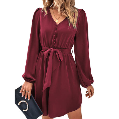 YESFASHION Women Clothing 2023 Spring New Solid Color Dress