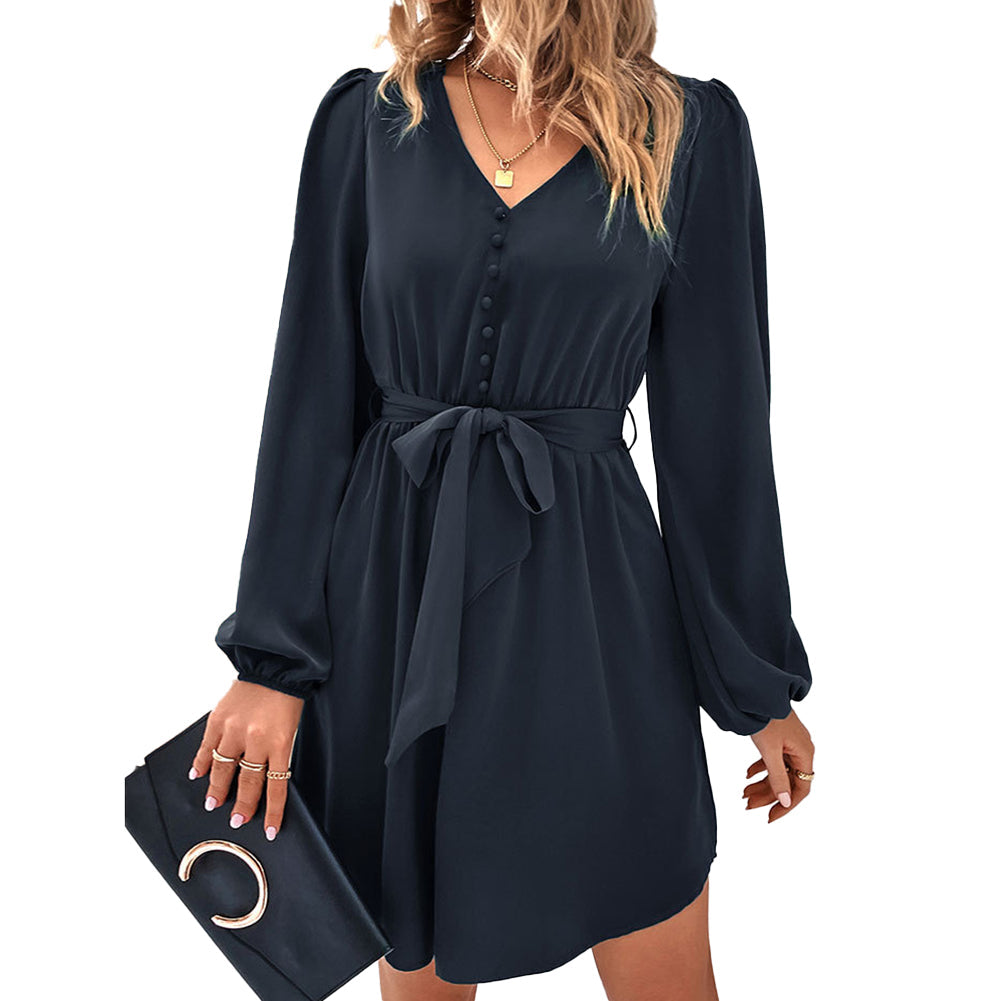 YESFASHION Women Clothing 2023 Spring New Solid Color Dress