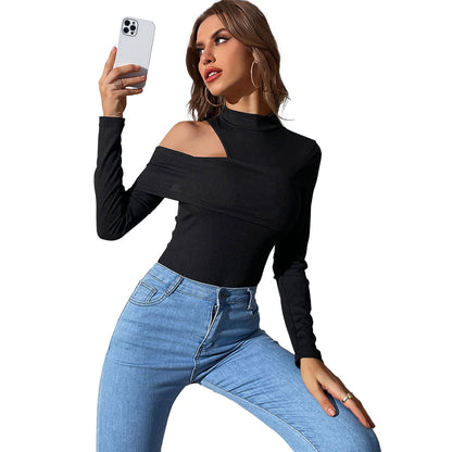 YESFASHION Spring New Solid Color Tops Off-shoulder Jumpsuit