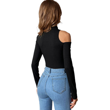 YESFASHION Spring New Solid Color Tops Off-shoulder Jumpsuit