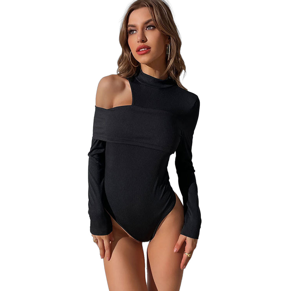 YESFASHION Spring New Solid Color Tops Off-shoulder Jumpsuit