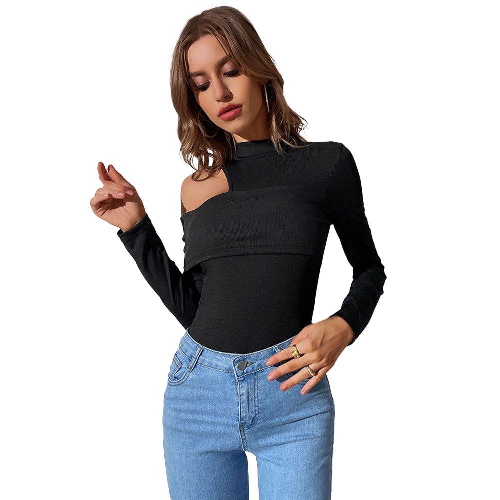 YESFASHION Spring New Solid Color Tops Off-shoulder Jumpsuit