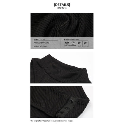 YESFASHION Spring New Solid Color Tops Off-shoulder Jumpsuit