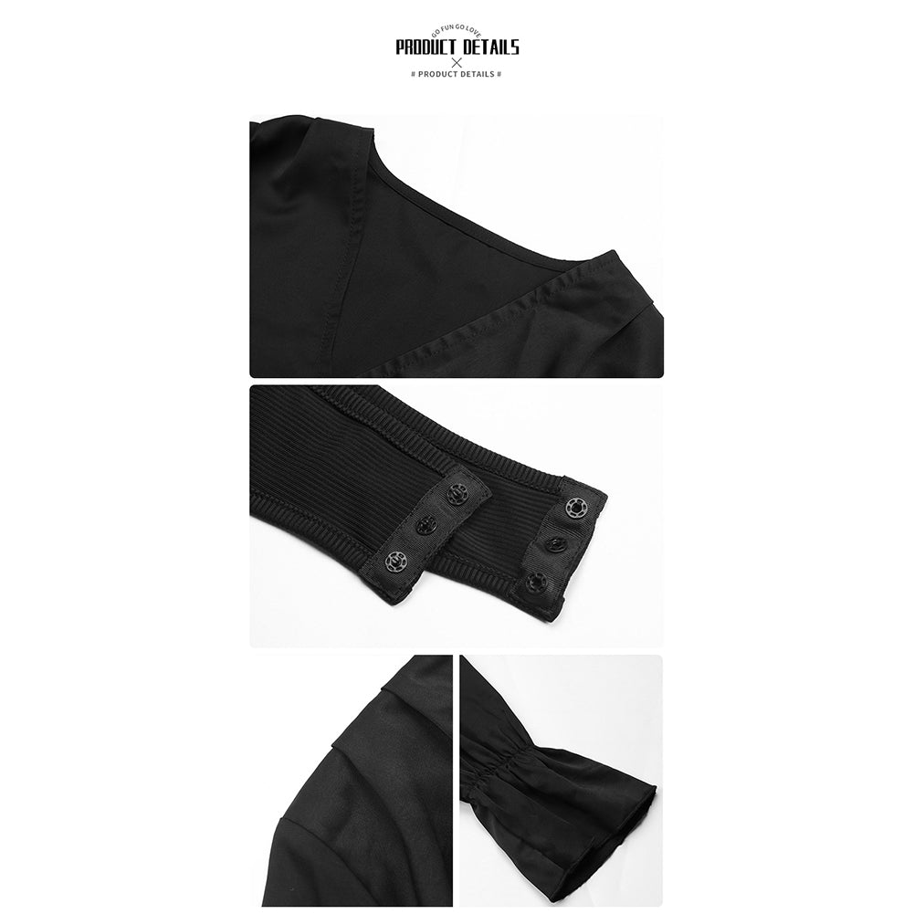 YESFASHION Women Spring New Black Long-sleeved Tight Tops