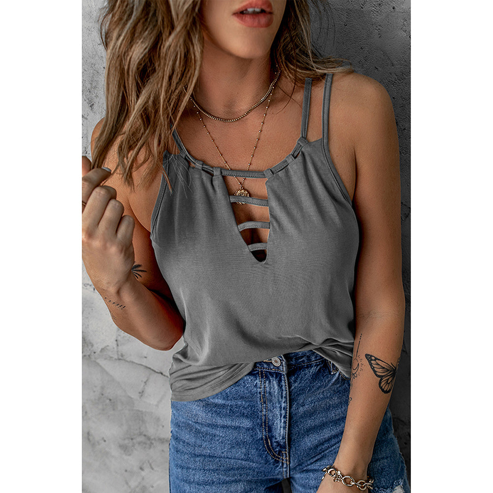 YESFASHION Women Sexy Hollow Shoulder Camisole Casual Vest