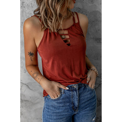YESFASHION Women Sexy Hollow Shoulder Camisole Casual Vest