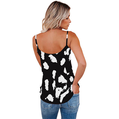 YESFASHION V-neck Leopard Print Sexy Sleeveless Camisole Tops