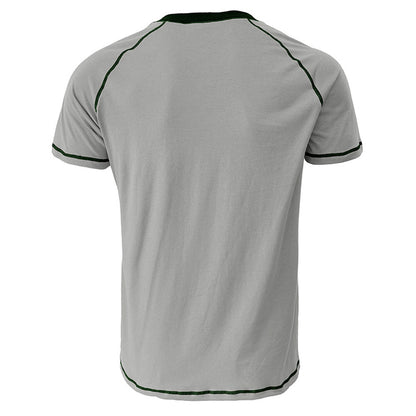 YESFASHION Men Shirt Henley Color Matching T-shirt