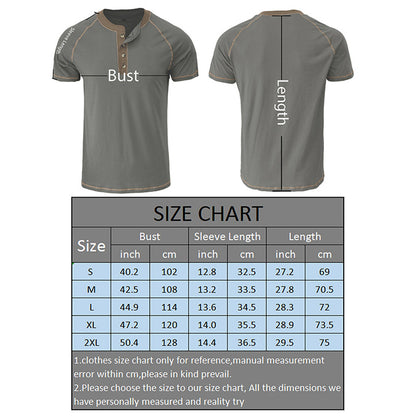 YESFASHION Men Shirt Henley Color Matching T-shirt