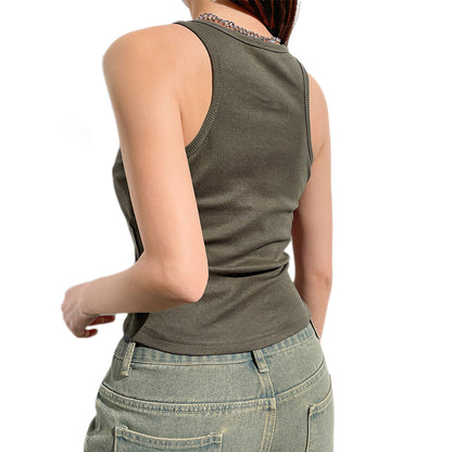 YESFASHION Women Cool Camisole Chain Printed Sleeveless Vest