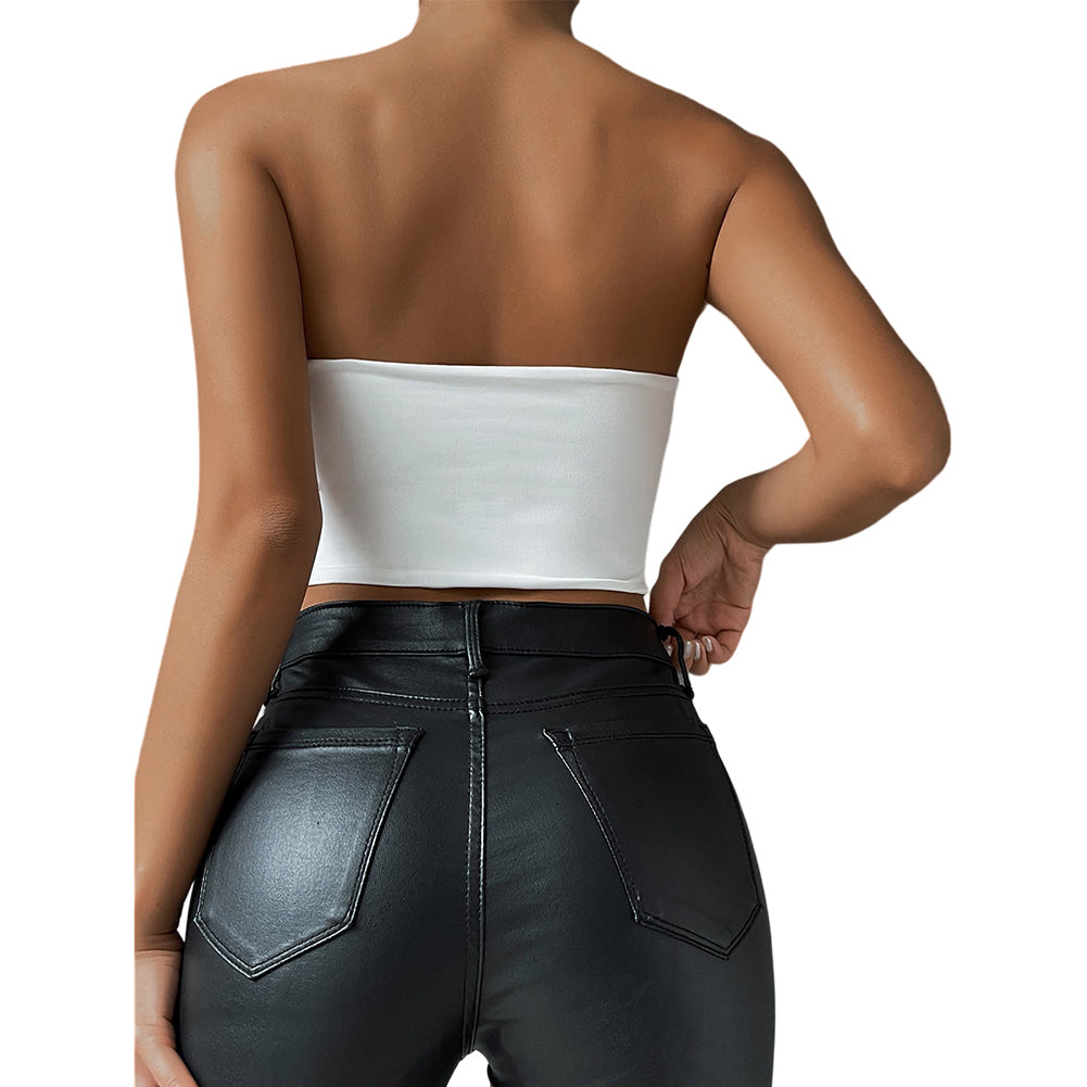 YESFASHION Women Low-cut Tube Off-shoulder Tops