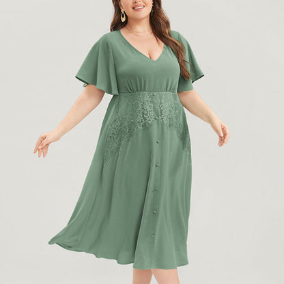 YESFASHION Plus Size Women Fashion Elegant Dress