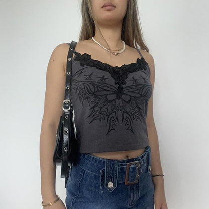 YESFASHION Sexy Lace Stitching Printed Vest Babes Back Fine Heel Bottoming Tops