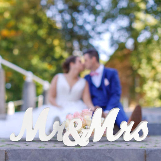 RONSHIN Wood Letters Mr Mrs Wedding Props Party Decoration White
